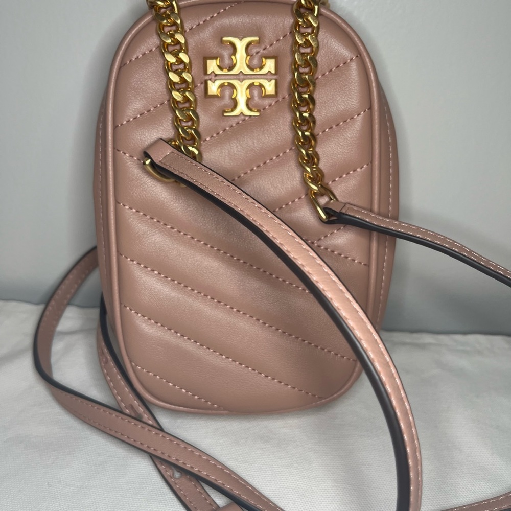 Tory Burch Kira Quilted Leather Phone Crossbody - Pink Moon
